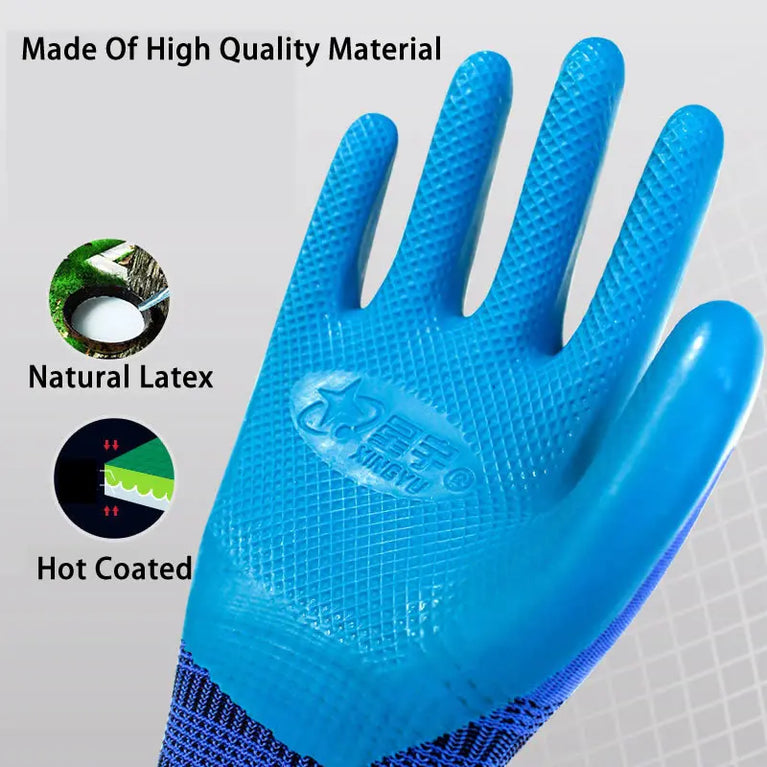 Super Grip Rubber Coated Waterproof Gardening Gloves Anti Slip Work