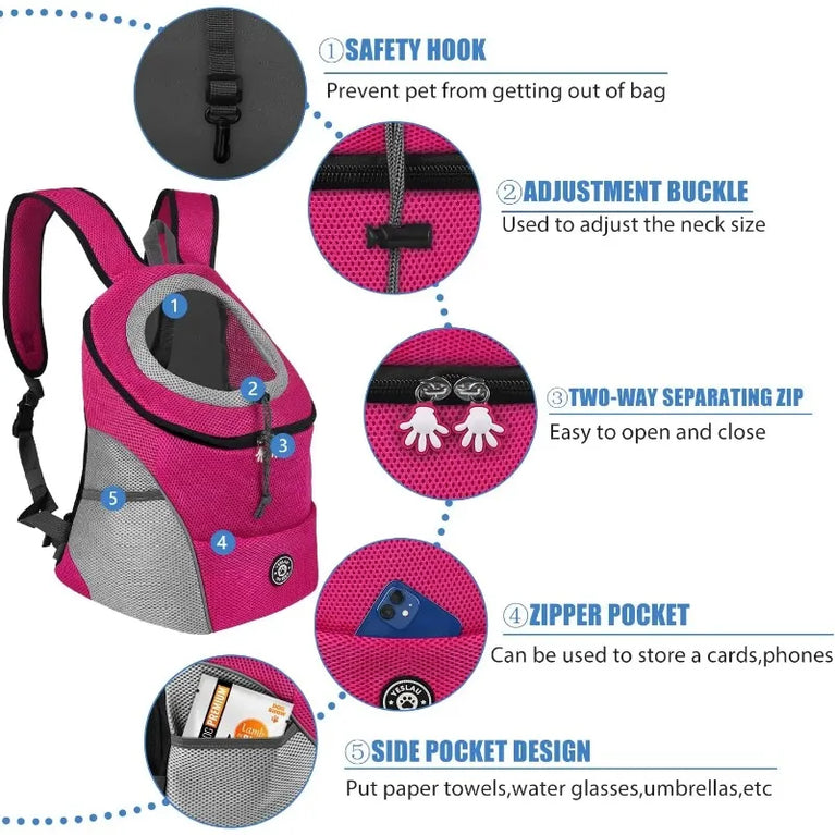 New Dog Pet Backpack Carrier Travel Bag Front Pack Breathable Adjustable Safety Outdoor
