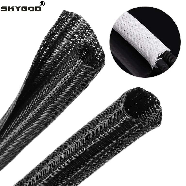 Self-Closing PET Braided Cable Sleeve | Expandable Split Wire Organizer