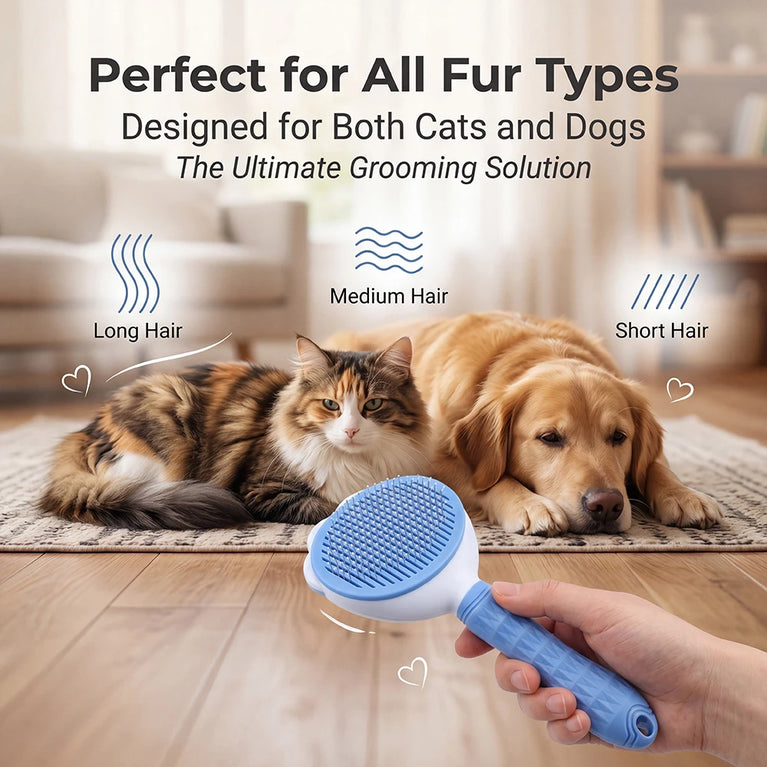 Self Cleaning Pet Hair Remover Brush for Dogs Cats Grooming