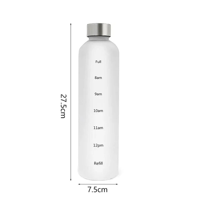 1L Water Bottle with Time Marker Leakproof BPA-Free Fitness Sports Outdoor Travel Hydration Bottle with Straw