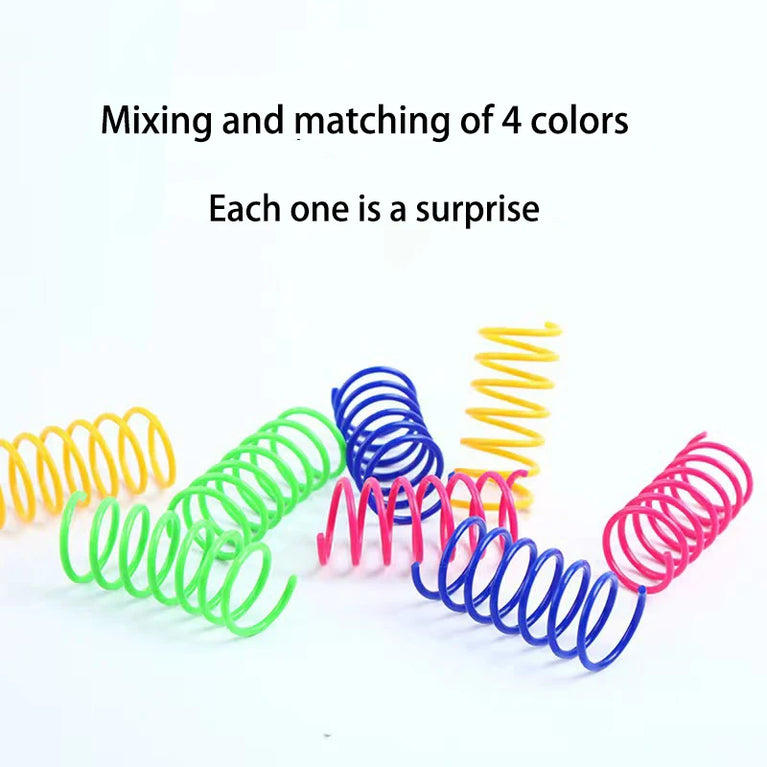 4PCS Colorful Plastic Spring Cat Toys Kitten Coil Spiral Bounce Interactive Pet Toy Set