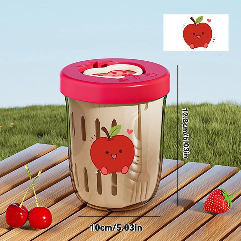 Double Wall Salad Cup Portable Leakproof Oat Breakfast Container Fork Handle