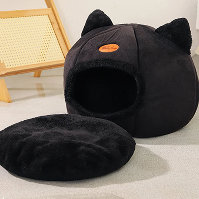 Deep Sleep Winter Cat Bed House Detachable Cozy Cave Nest