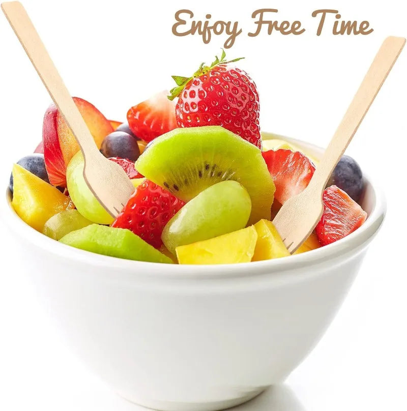 100Pcs Disposable Mini Wooden Ice Cream Spoon Dessert Party Set Tool