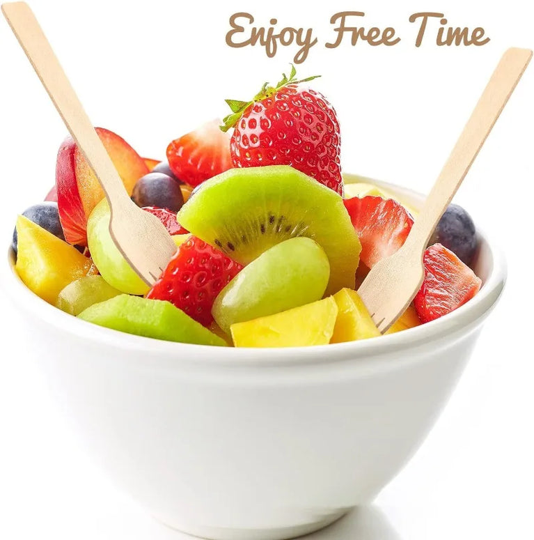 100Pcs Disposable Mini Wooden Ice Cream Spoon Dessert Party Set Tool