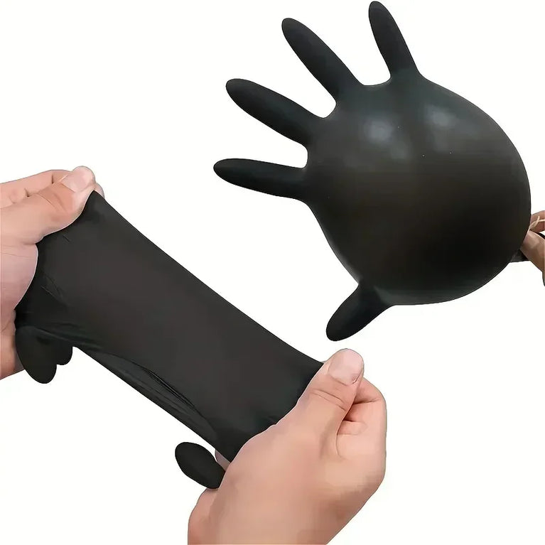 Disposable Black Nitrile Gloves Latex Free Waterproof Kitchen Gloves 100PCS