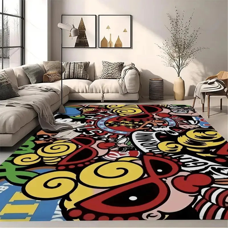 Non-Slip Washable Cartoon Area Rugs for Kids Room and Living