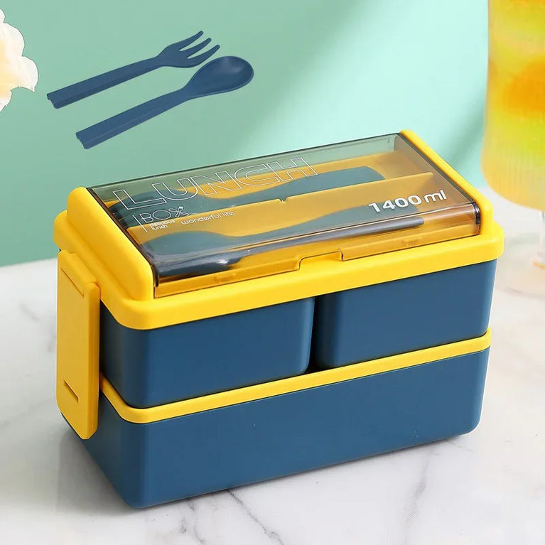 Portable Leakproof Microwave Lunch Box 700/1400ML with Spoon Bento Container