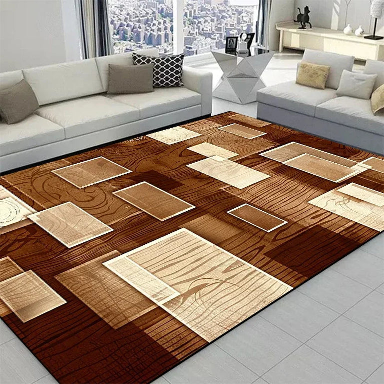 Minimalist Checkered Non-Slip Washable Area Rugs for Home Use