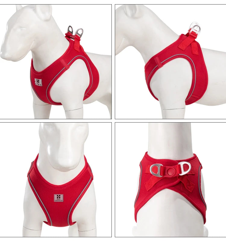 Adjustable Reflective Dog Harness Leash Set Step-In Soft Air Mesh Vest