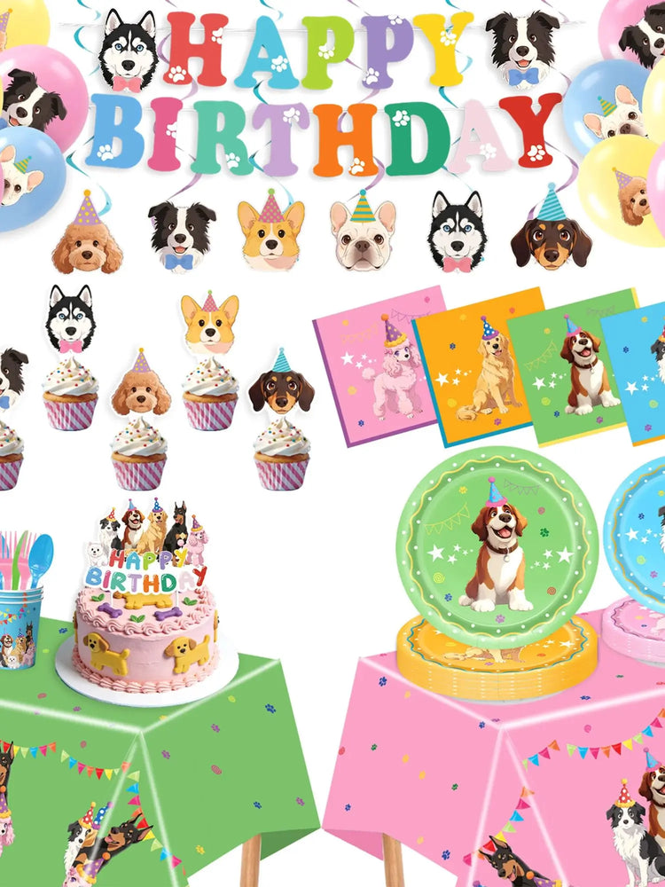 Dog Theme Birthday Party Disposable Tableware Set -Pet Celebration Decor