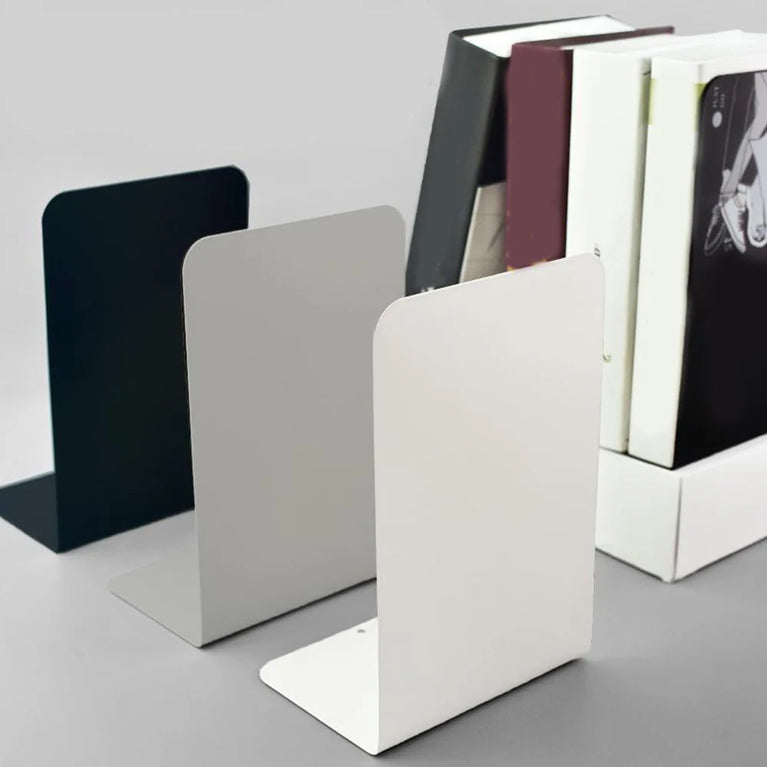 Simple Metal Bookends | 2-Piece Heavy-Duty Non-Slip Desktop Organiser