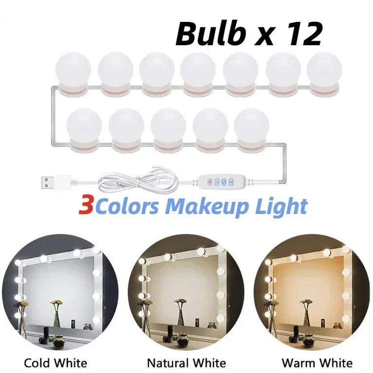 LED Hollywood Vanity Mirror Lights | Professional Detachable USB Makeup Lamps