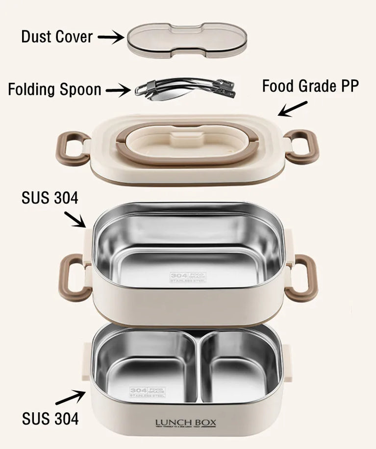 Stainless Steel 304 Thermal Lunch Box with Insulation Bag 1500ml