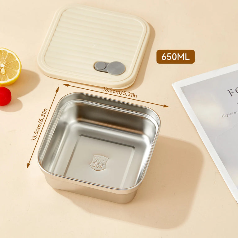 Portable Large Capacity Sealed Bento Lunch Box Stainless Steel Fruit Salad Food Container