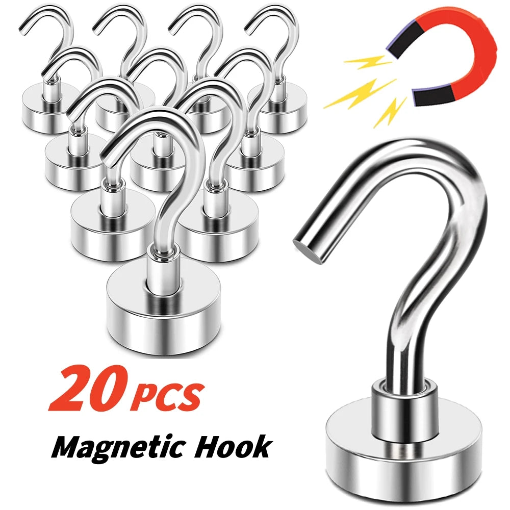 20PCS Strong Magnetic Hooks Multi-Purpose Storage Hooks Hangers