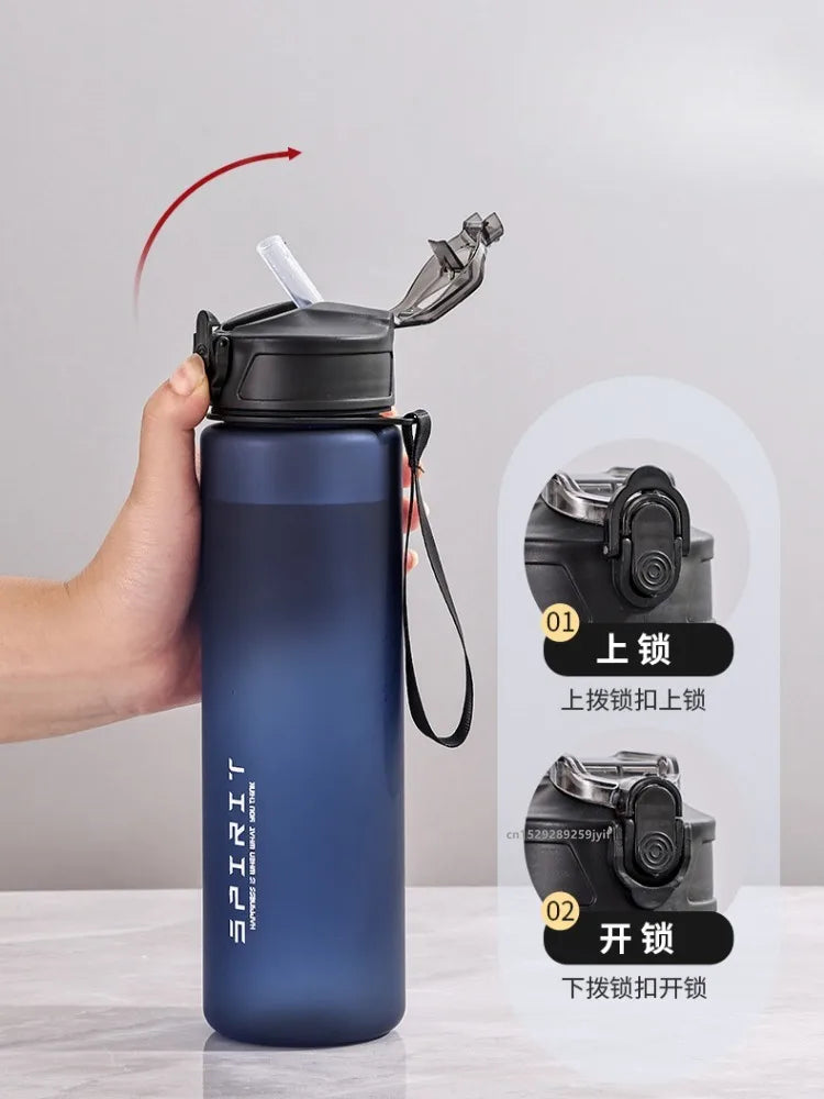 750ml Motivational Leakproof Water Bottle with Straw Large Gym Capacity