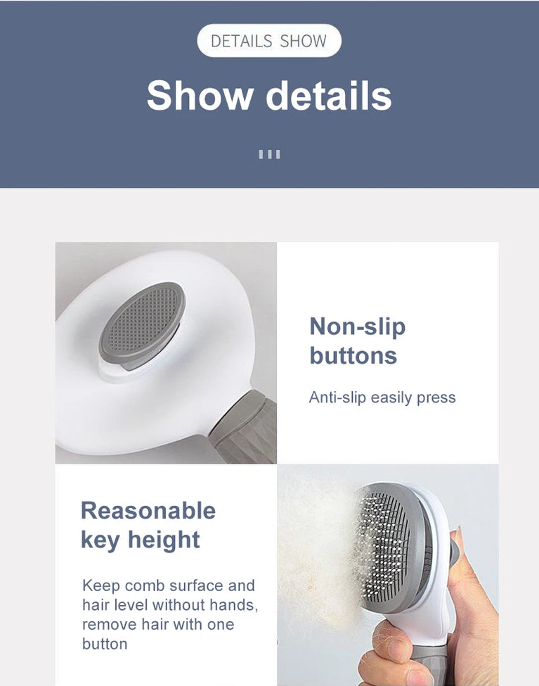 Stainless Steel Pet Grooming Brush | Pro Hair Remover & Comb