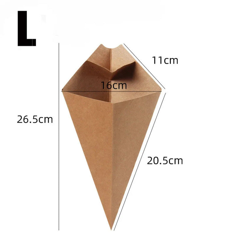 Disposable Paper French Fries Holder Cone Cups With Dip Pocket For Snacks Popcorn Onion Rings Party Serving Set