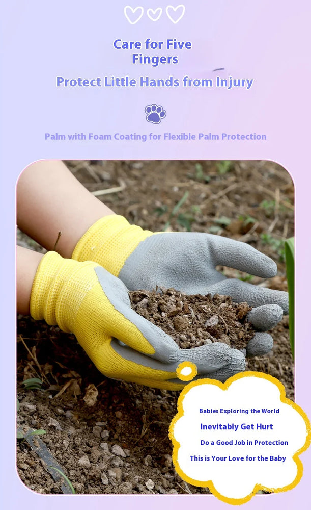 Kids Waterproof Non Slip Garden Work Gardening Gloves Durable Safety