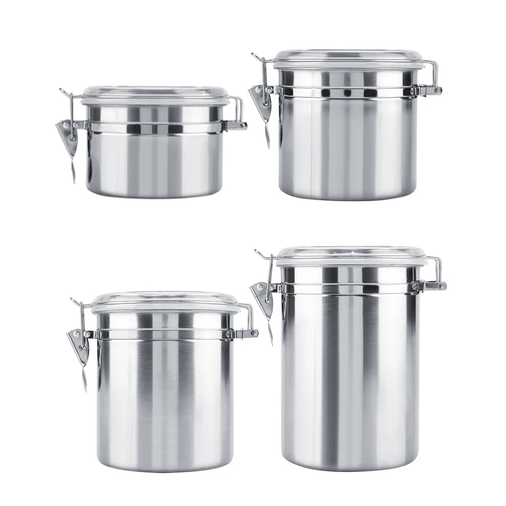 Stainless Steel Coffee Container Vacuum Sealed Coffee Beans Storage Jar Kitchen