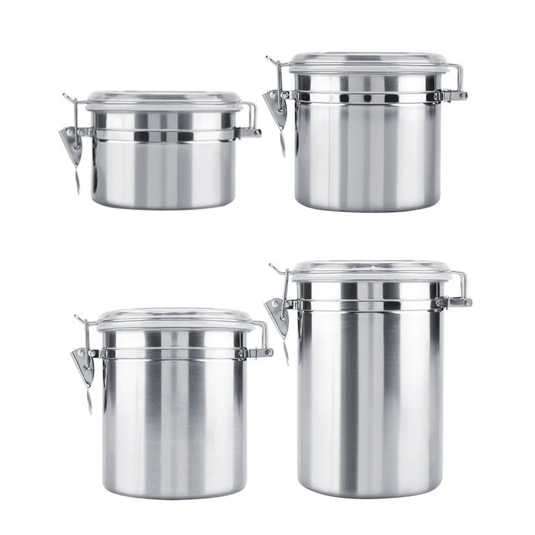 Stainless Steel Coffee Container Vacuum Sealed Coffee Beans Storage Jar Kitchen