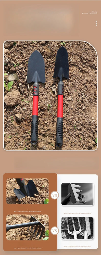 5-Tooth Gardening Spade Shovel Tool Set with Extended Handle