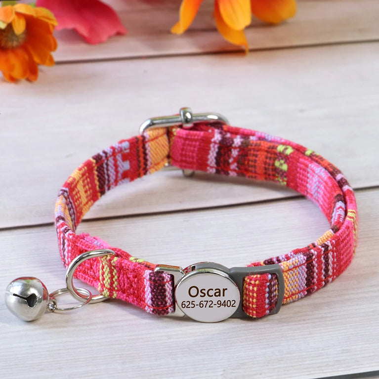 Cat Collar Free Personalized Kitten Collar Engraved Antilost Adjustabl