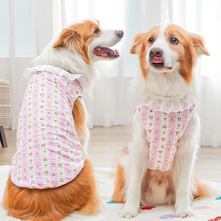 Large Dog Cotton Cooling Vest | Cute Cartoon Summer Shirt