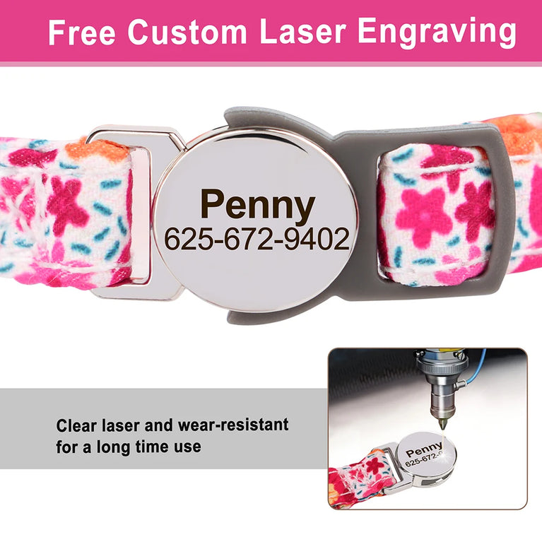 Cat Collar Free Personalized Kitten Collar Engraved Antilost Adjustabl