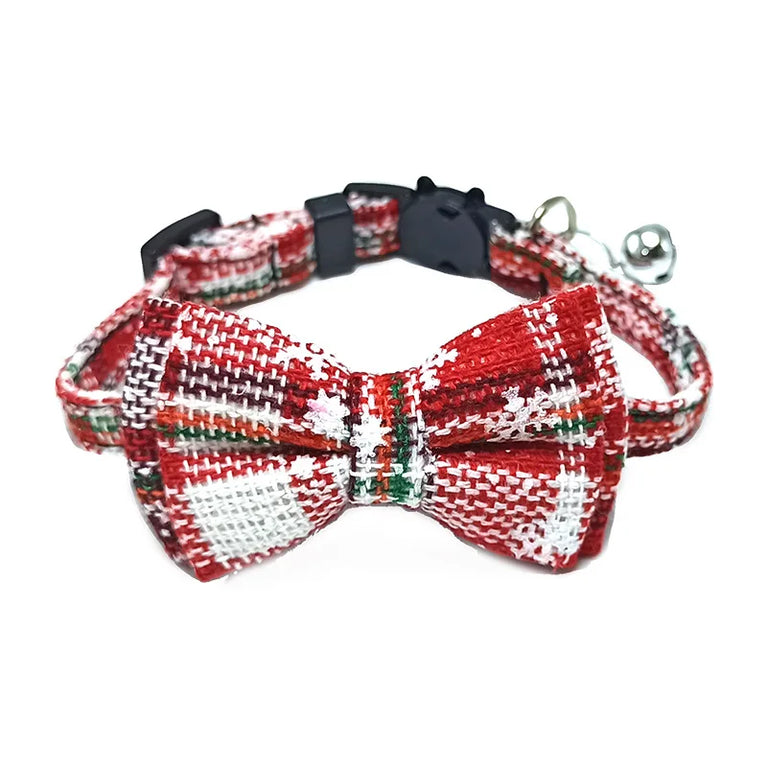 Pet Breakaway Cat Collar Bow Tie Bell Cute Plaid Adjustable