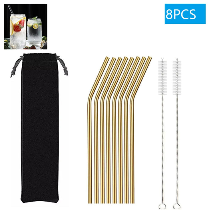 Glass Straws Eco Friendly Reusable Drinking Straw Set with Brushes Bar Accessories