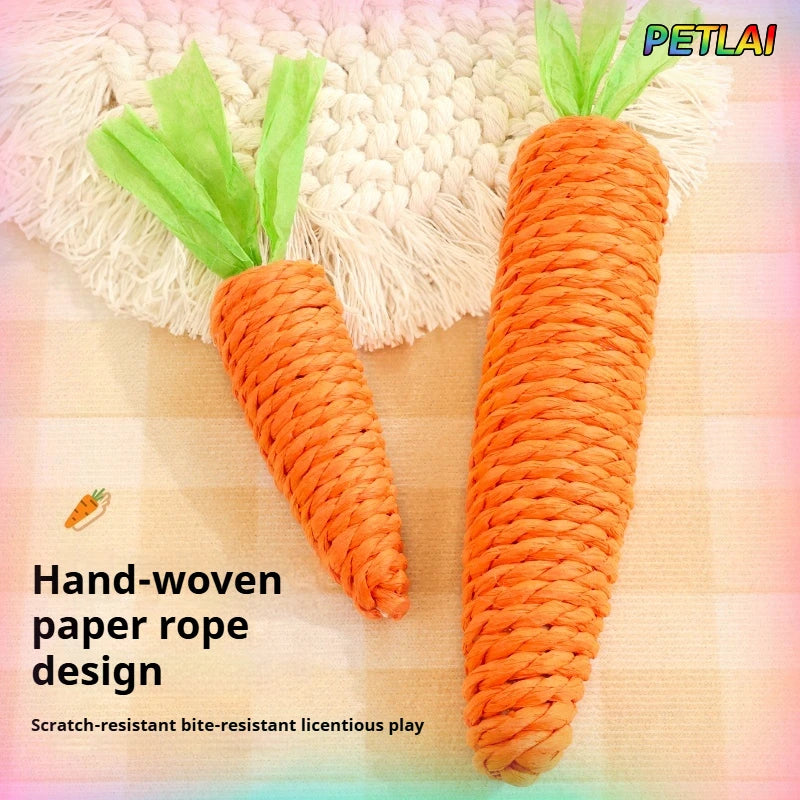 Cat Carrot Hemp Rope Chew Toy Teeth Grinding Interactive Kitten Scratching Fun Toy