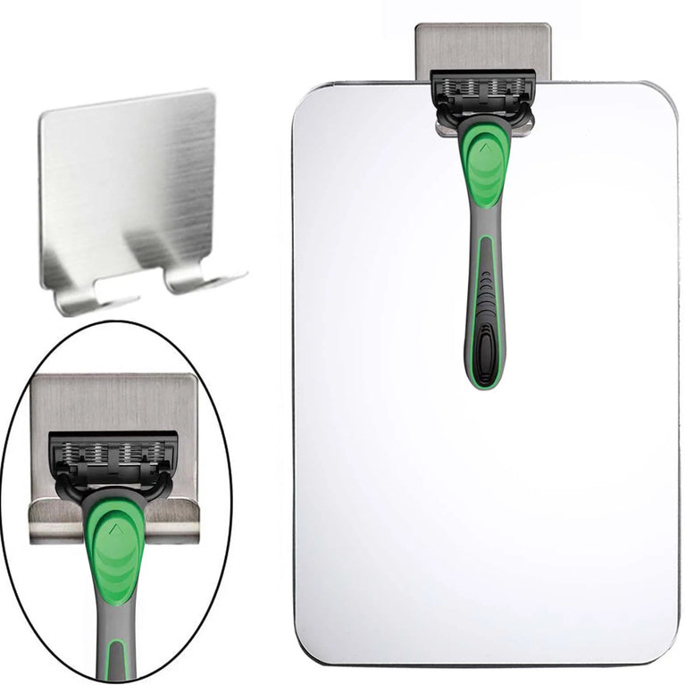 Fogless Acrylic Shower Mirror | Portable Anti-Fog Shaving Mirror with Non-Slip Stand