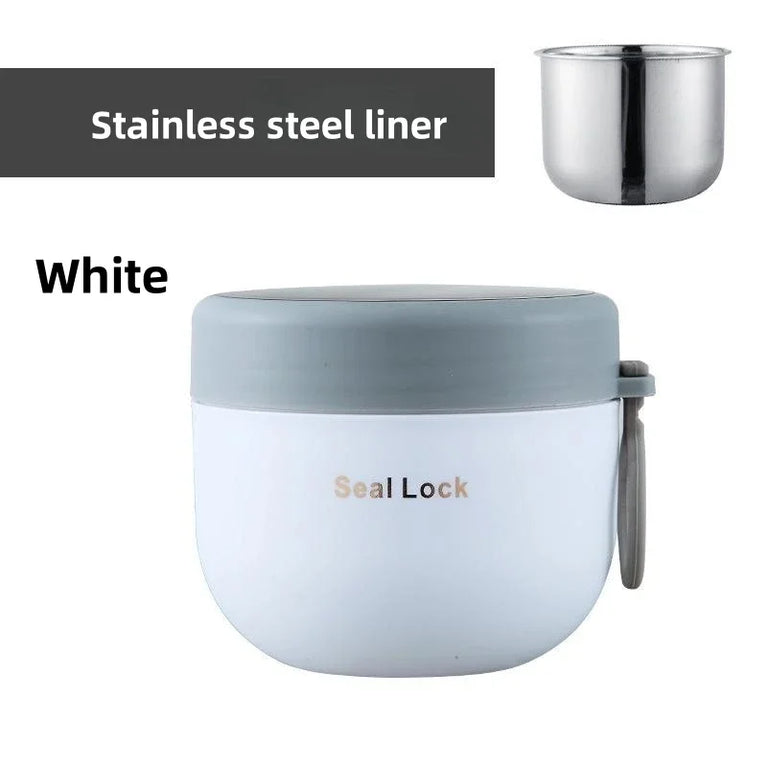 600ML 304 Stainless Steel Soup Noodle Bowl with Lid Leakproof Lunch Box Container