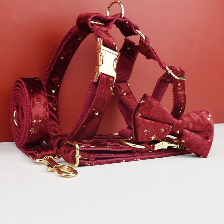 Luxury Fashion Dog Collar Leashes Harness Bow Set