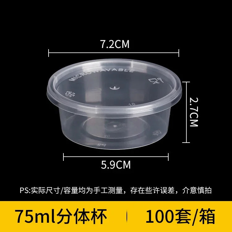 100pcs Disposable Sauce Takeaway Packaging Box Round Sealed Containers With Lid for Chili Oil