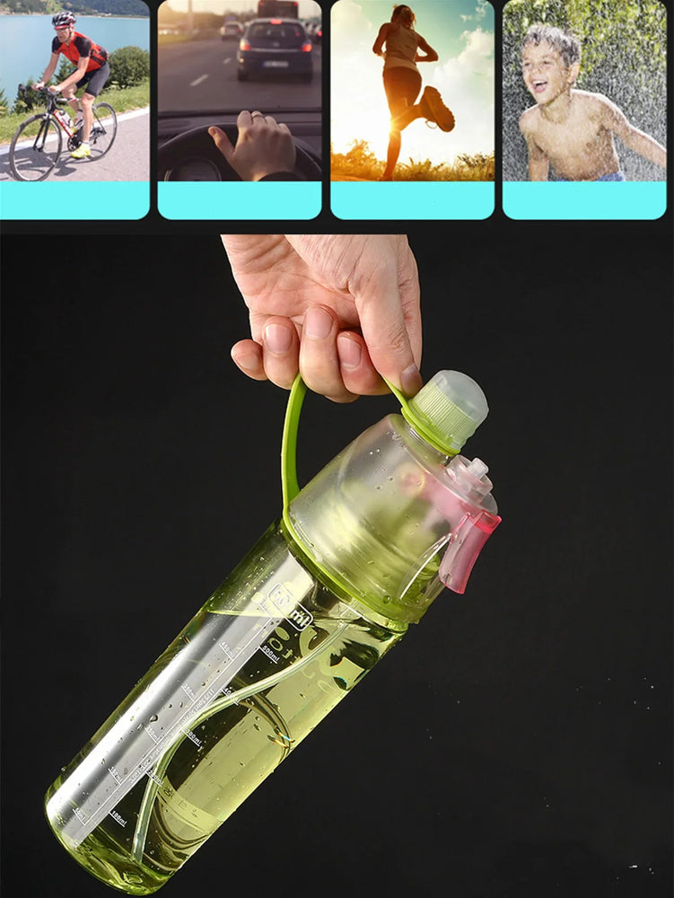 600ML Sports Spray Water Bottle Mist Cooling Gym Hiking Bottle