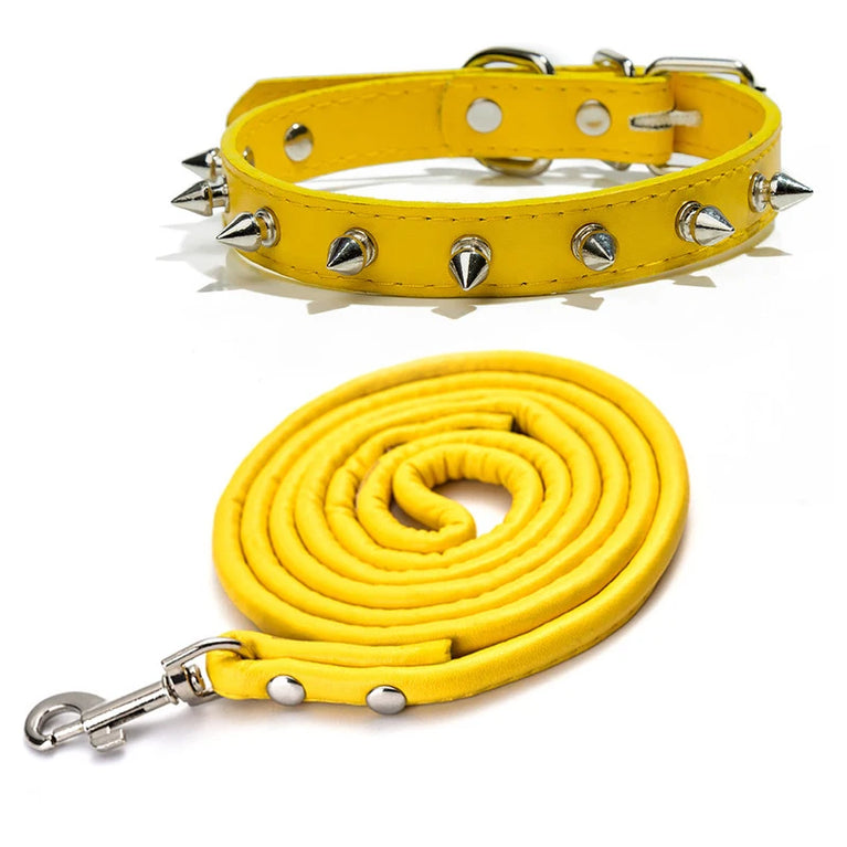 Harp Spiked Studded DogCollars PU Small Medium Large NeckStrap
