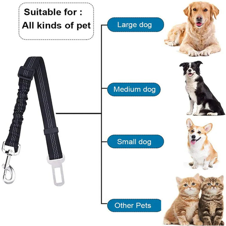 Adjustable Reflective Dog Car Seat Belt Harness With Lights Safety Travel Belt