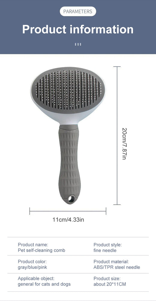 Stainless Steel Pet Grooming Brush | Pro Hair Remover & Comb