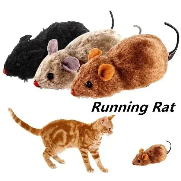 Lifelike Running Mouse Cat Toy Plush Interactive Fun Chase Play