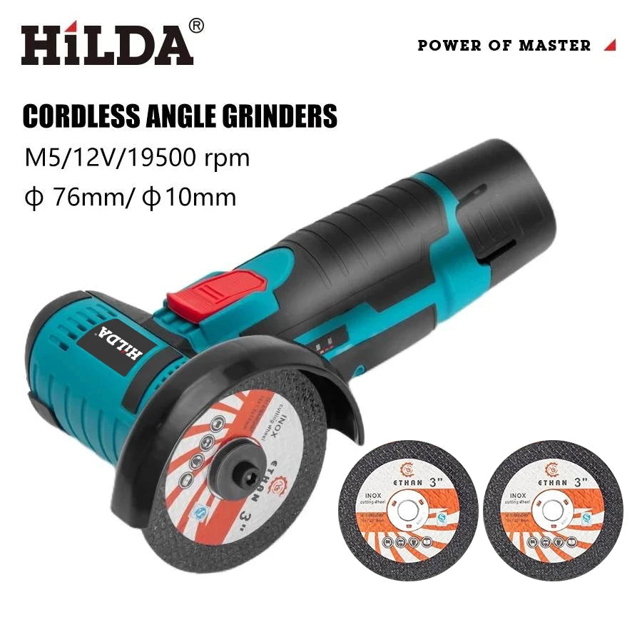 12V 3-Inch Mini Lithium Angle Grinder | Compact Cordless Polishing & Cutting Machine