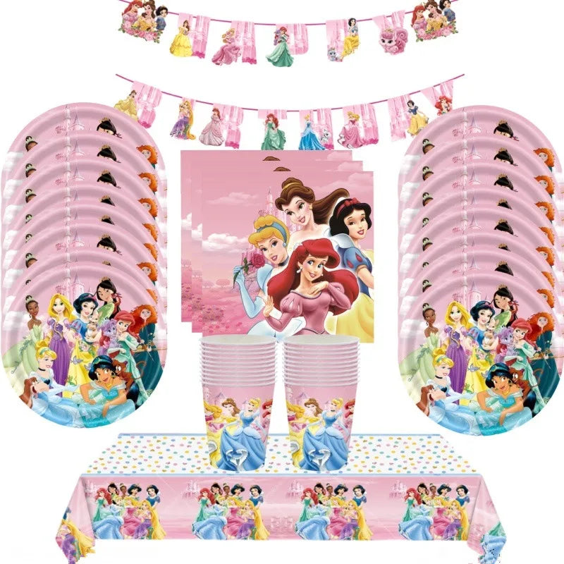 Princess Six Theme Party Disposable Tableware Set Girls Birthday