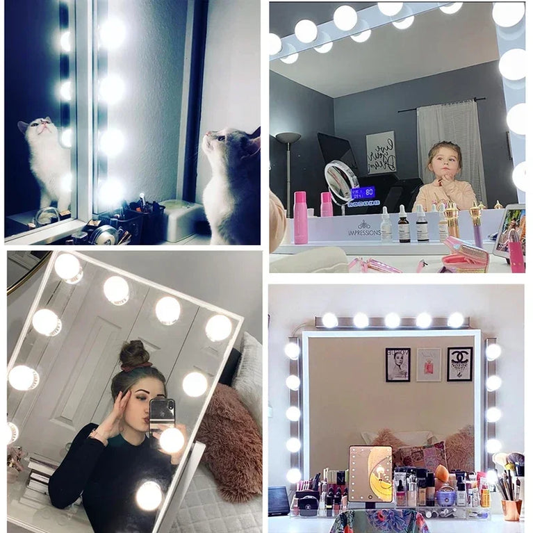 LED Hollywood Vanity Mirror Lights | Professional Detachable USB Makeup Lamps