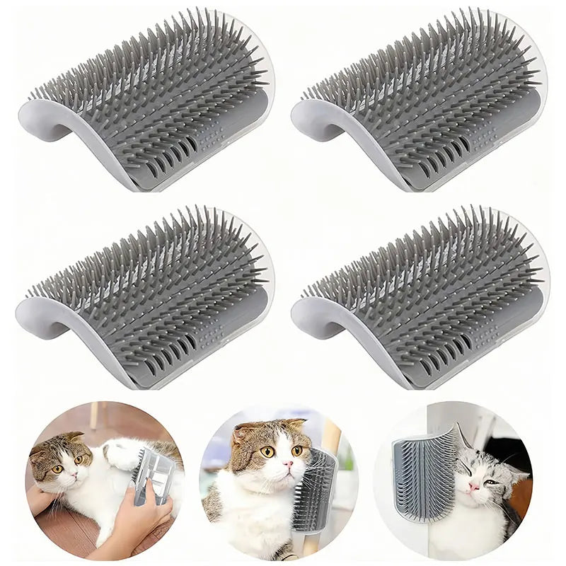 Cat Self Groomer Wall Corner Scratcher Massage Brush Pet Hair Remover Tool