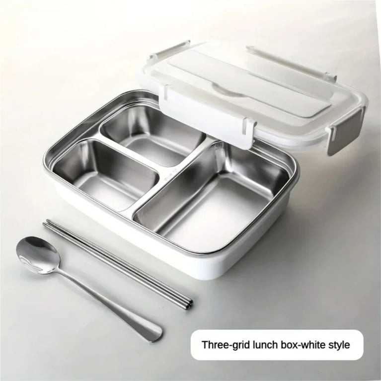 Leak Proof Stainless Steel Lunch Box 3/4 Compartment Bento Container
