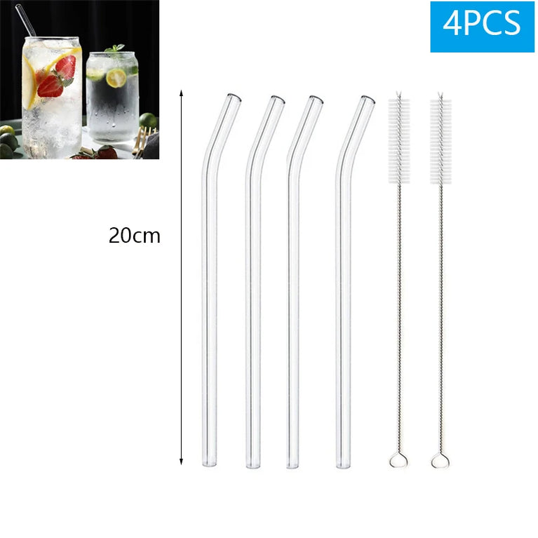 Glass Straws Eco Friendly Reusable Drinking Straw Set with Brushes Bar Accessories