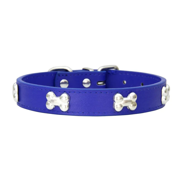 Bone Leather Dog Collars Puppy Pug Collars Small Large Cat Collar
